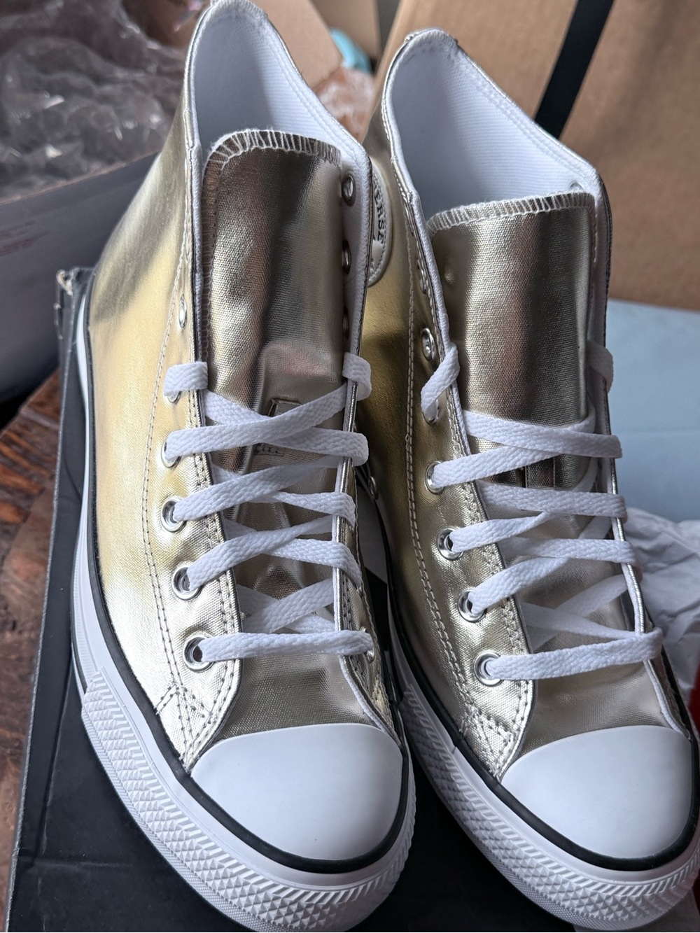 Converse Metallic Gold Hightops - Picture 3 of 6